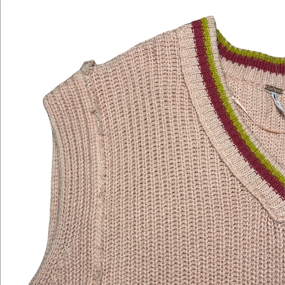 NEW Free People Slouchy Sweater Oversized Tunic Mini V-Neck Cotton Blend Pink XS - Picture 16 of 16